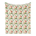 thumbnail image 1 of Vegetable Soft Flannel Fleece Throw Blanket, Cartoon Design Food Pattern with Carrot Pepper Soybean Pumpkin Slice and Pease, Cozy Plush for Indoor and Outdoor Use, 60" x 80", Multicolor, by Ambesonne, 1 of 5