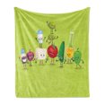 thumbnail image 1 of Vegetable Soft Flannel Fleece Throw Blanket, Cartoon Greek Salad Ingredients in Characters Fun Olive Oil Lemon Cheese, Cozy Plush for Indoor and Outdoor Use, 50" x 70", Multicolor, by Ambesonne, 1 of 6