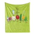 thumbnail image 1 of Vegetable Soft Flannel Fleece Throw Blanket, Cartoon Greek Salad Ingredients in Characters Fun Olive Oil Lemon Cheese, Cozy Plush for Indoor and Outdoor Use, 60" x 80", Multicolor, by Ambesonne, 1 of 6