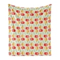 thumbnail image 1 of Vegetable Soft Flannel Fleece Throw Blanket, Onions and Tomatoes Pattern Doodle Style Illustration with Simplistic Design, Cozy Plush for Indoor and Outdoor Use, 70" x 90", Multicolor, by Ambesonne, 1 of 5