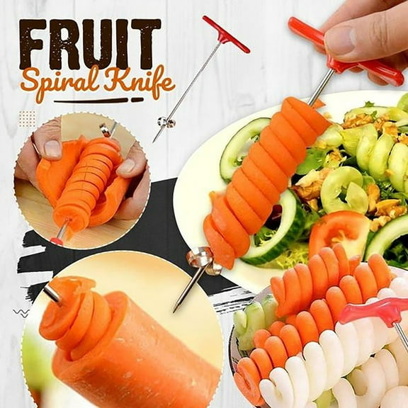 Vegetable Spiralizer Cutter | Rotating Manual Potato Slicer for Spiral Cut Carrots Cucumber Radish | ABS Stainless Steel Handheld Spiralizer Tool for Home Kitchen Vegetable Salad Making | Compact