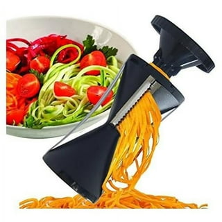 ICO 4-Blade Spiralizer Vegetable Slicer and Curly Fries Maker with 3 Interchangeable Blades and 1 Built-in, Black