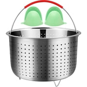 Vegetable Steamer Basket for Accessories 6 & 8 Qt - Stainless Steel Strainers and Colanders - Metal Strainer for Cooking Broccoli, Eggs, Pasta, Quinoa - with 2 Gloves, 6 Quart