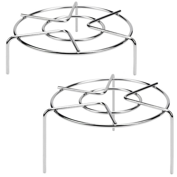 Vegetable Steamer Basket Rack for Cooking, 3" and 1-3/4" Tall Trivet for Instant Pot 3 Qt and 6 Qt, Heavy Duty 18/8 Stainless Steel Steamer Rack Fit Pressure Cooker (6.4" Round - 2PCS)