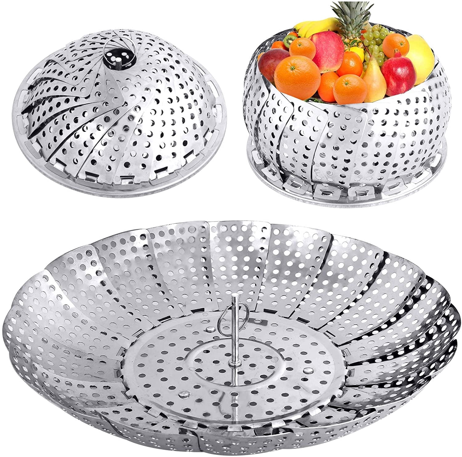 Vegetable Steamer Basket, Stainless Steel Folding Steaming Basket for ...