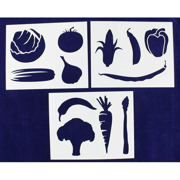Vegetable Stencils- 3 Piece Set -14 Mil Mylar