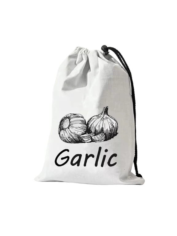 Vegetable Storage Bags– Reusable Eco-Friendly Cotton Bags for Potatoes, Onions & Garlic with Drawstring Closure, Breathable & Durable Vegetable Storage for Kitchen Organisation (Garlic Bag)