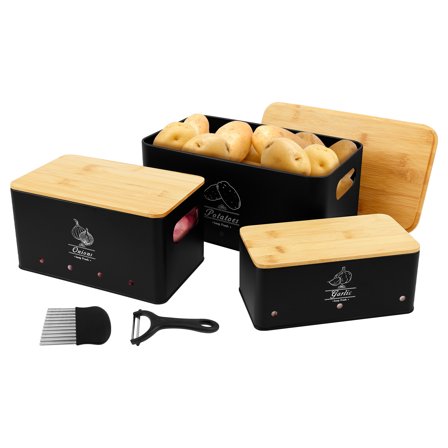 Vegetable Storage Set Solid Easy to Clean Metal Onion Garlic Potato Storage Set Ventilating Food Canisters Vegetable Keeper Containers for Home Use