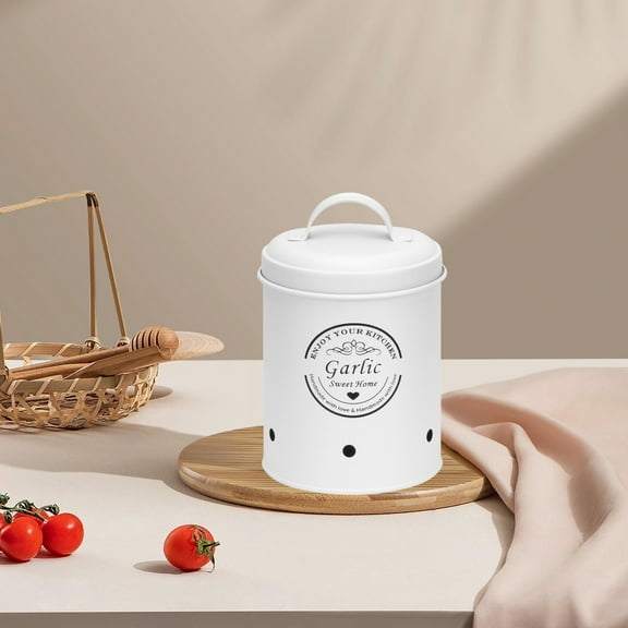 Vegetable Storage Tins, Potatoes Storage,Metal Onion and Potato Storage Bins, Kitchen Potato and Onion Storage Bin, Onion Storage Containers with Aerating Holes and Wooden Lid