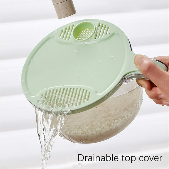 Vegetable Strainer Basket | Rice Rinsing Bowl | Fruit & Veggie Drain Basket | Handle & Buckle Design | Refrigerator Storage | PE PP Material | 1 Pack