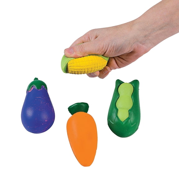 Fun Express - Vegetable Stress Toys - Toys - Balls - Relaxables - 12 Pieces