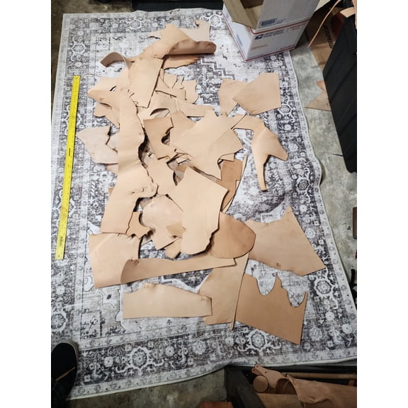 Vegetable Tanned Leather Scraps -10 Pounds US Tanned, Full Grain, Hermann Oak,