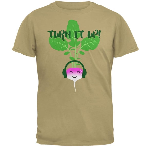 Vegetable Turn it Up Turnip Mens T Shirt Tan X-LG