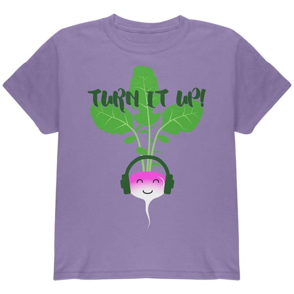 Vegetable Turn it Up Turnip Youth T Shirt Violet YMD