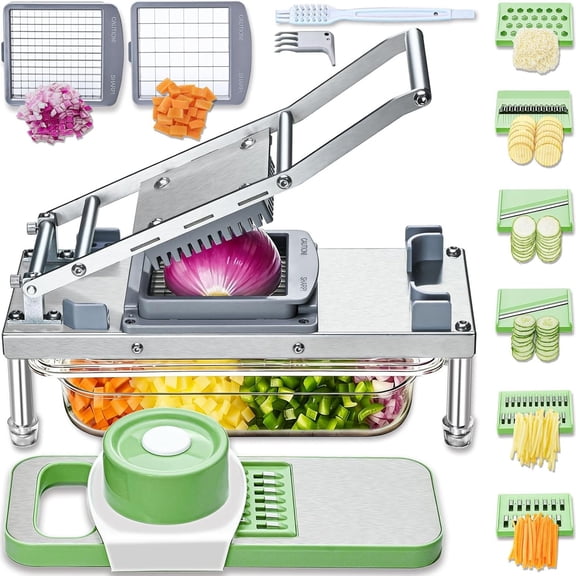 Vegetable , Veggie With 8 , Onion with Container, Pro -in-1 Dicer, Mandoline Slicer, Stainless steel materials Salad Grater