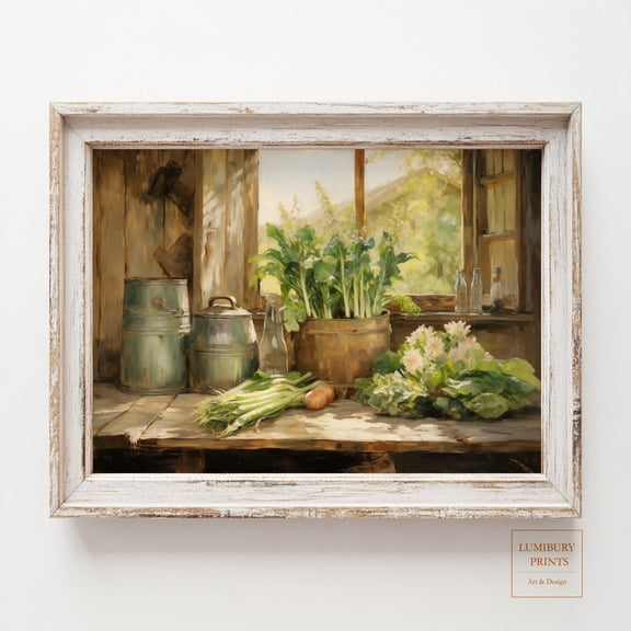 Vegetable Wall Art, Rustic Kitchen Decor, Still Life, Vintage Country Print, Botanical Food Print, UNFRAMED Poster, Wall Art for Decor, Present, 16x24