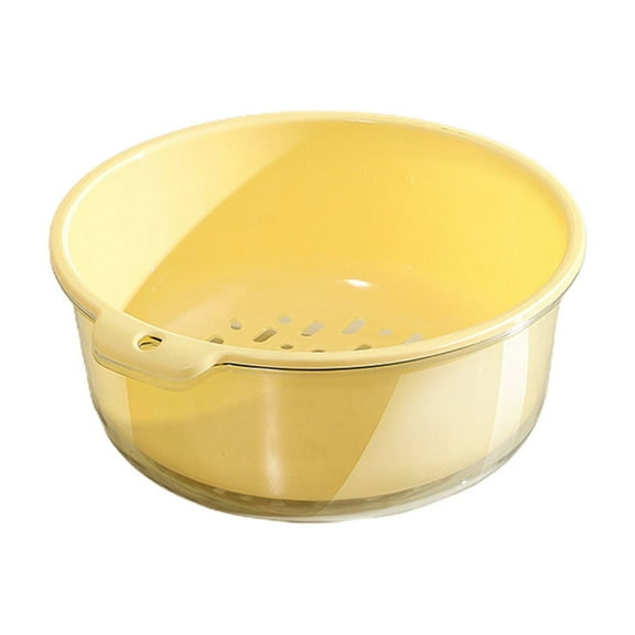Vegetable Washing Basin Double Layer Colander Basket Set - Kitchen Food Strainer for Washing Rinsing Drying Fruits Vegetables Salad Greens Pasta - Collapsible Drainer with Handle for Home Cooking