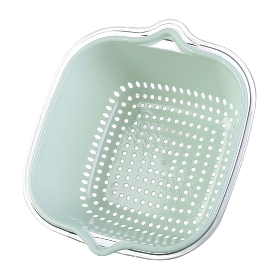 Vegetable Washing Basket, Double-Layer Colander, Multifunctional Straining Bowl, Plastic Colander with Handle for Kitchen and Living Room Use, Cleaning Drainer Bowl, Fruit Cleaning Basin Set