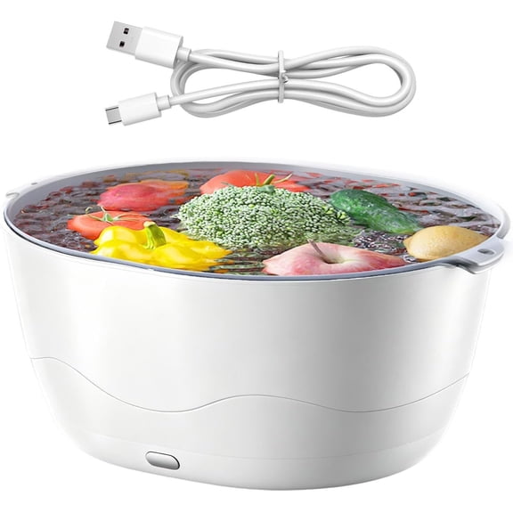 Vegetable Washing Machine - Double-Layer Waterproof Automatic Cleaning Equipment, Efficient Food Washer Machine with Ultrasonic Technology, Compact Appliance for Kitchen Sink Cooking