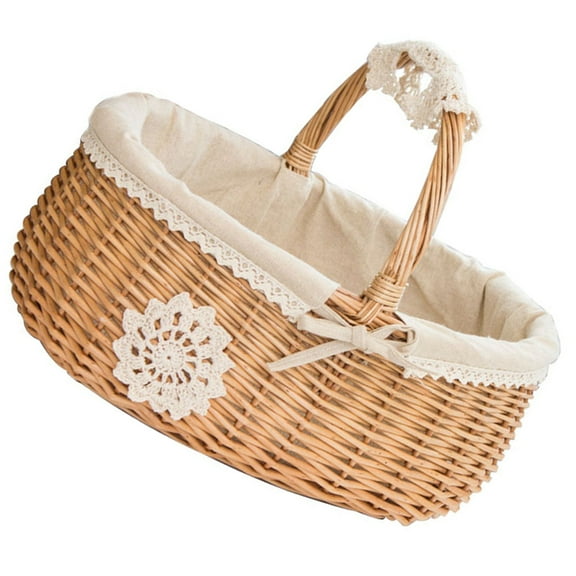 OFFIGAM Rustic Style Willow Storage Basket 1Set 9.82X7.47X7.86in