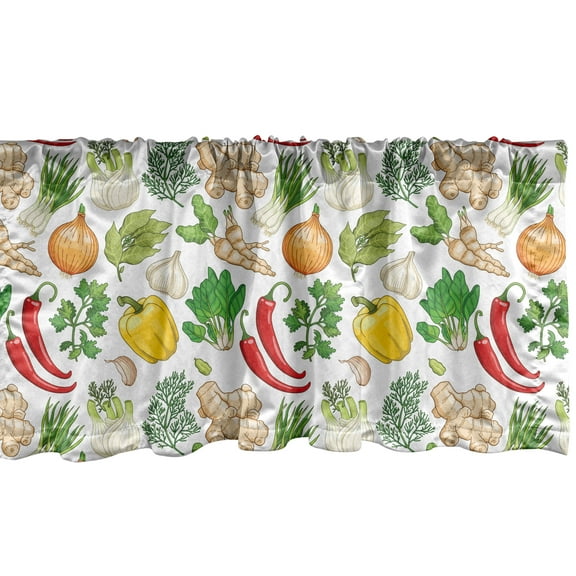 Ambesonne Vegetable Valance Pack of 2, Herbs Spinach Parsley, 54"X12", Multicolor