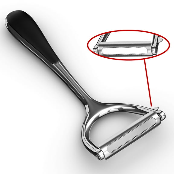 Vegetable Y Peeler Julienne Swivel Stainless Steel Blade Slice Apples Potato Carrot Cucumber Fruit and Veggies in Kitchen, Non Slip Grip and Dishwasher Safe Citrus Bar Cocktails Peeling by Cave Tools