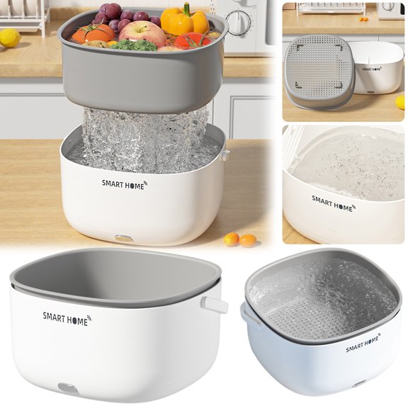 Vegetable and Fruit Washing Machine with Automatic Cleaner, Wireless and Portable for Kitchen, 23cm, 1PC (Batteries Not Included)
