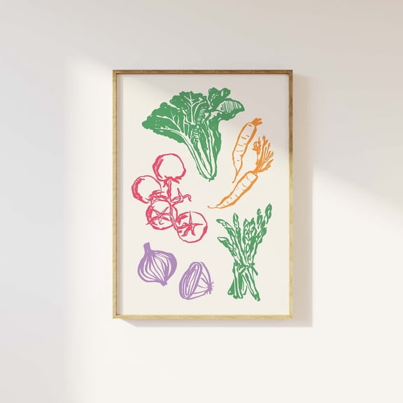 Vegetables Art Cute Kitchen Decor Foodie Veggies Wall Art, Unframed Paper Poster 8x10in