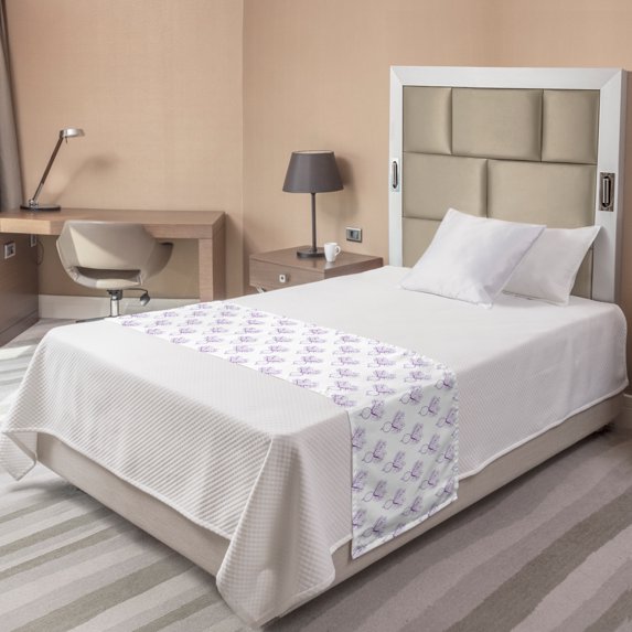 Vegetables Bed Runner, Monochrome Repeating Simplistic Food Pattern with Sketchy Drawn Beetroots, Decorative Accent Bedding Scarf for Hotels Homes and Guestrooms, Twin, Quartz and White, by Ambesonne