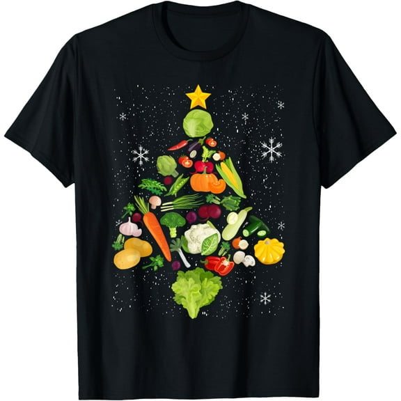 Vegetables Christmas Tree Christmas Pajama Vegan Vegetarian T-Shirt
