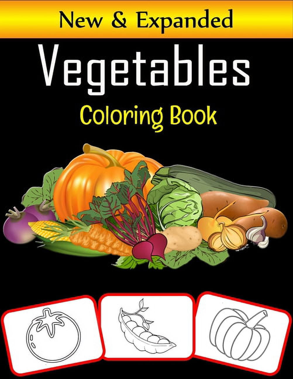 Vegetables Coloring Book: Let's Learn Vegetables Name and Their Color (Premium Quality Vegetables Coloring Book), (Paperback)