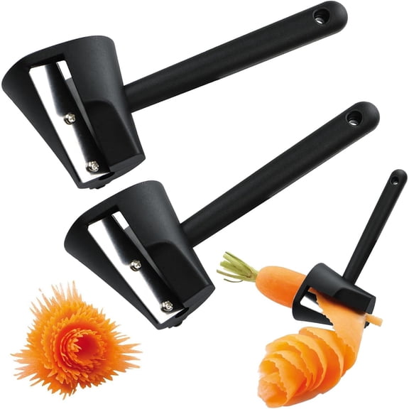 Vegetables Curler, 2 Pcs Carrot Spiral Shred Slicer with Stainless Steel Blade for Root Vegetables Fruits Garnishing and Food Decor