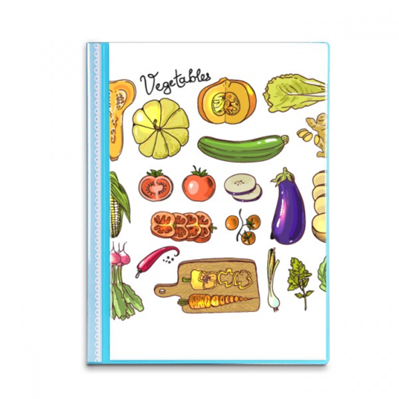 Vegetables Eggplant Pumpkin Ginger Book Sheet Protectors Portfolio Binder Folder