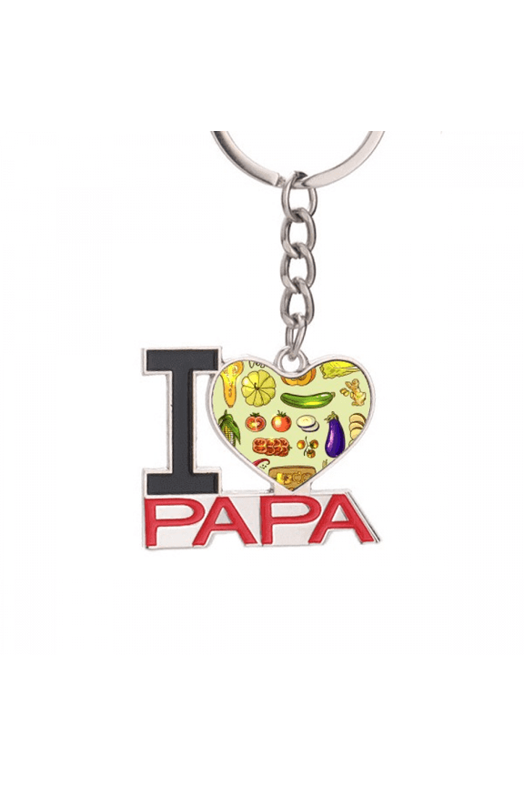 Vegetables Eggplant Pumpkin Ginger Keychain Metal Keyring Holder Love PAPA Father