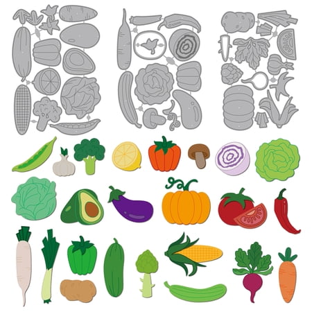 Vegetables Fruit Metal Cutting Dies Kitchen Avocado Die Cuts Lemon Carrot Embossing Template Mushroom Carbon Steel Stencils for Card Making