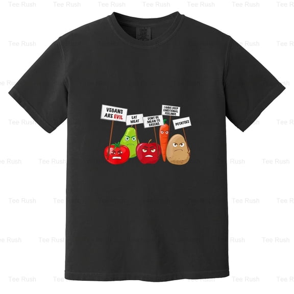 Vegetables Fruits Protesting Vegans Gift, Funny, Vegan, Vegetarian, Comfort Color T-Shirt Unisex, up to 4XL