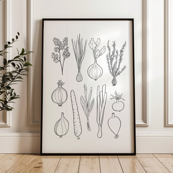 Vegetables Line Art Poster