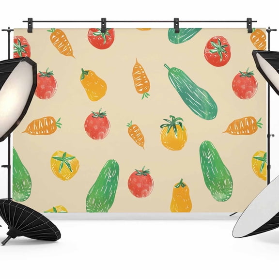 Vegetables Tomatoes Backdrop for Photography, Cucumbers Carrots Brown Photo Backdrop Portrait Background Party Banner Photo Backgrounds for Studio Booth Props, 12x8ft