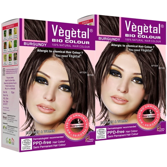 Vegetal Bio Color Hair Color 50G, Pack of 2 Burgundy Shade Semi Permanent Color