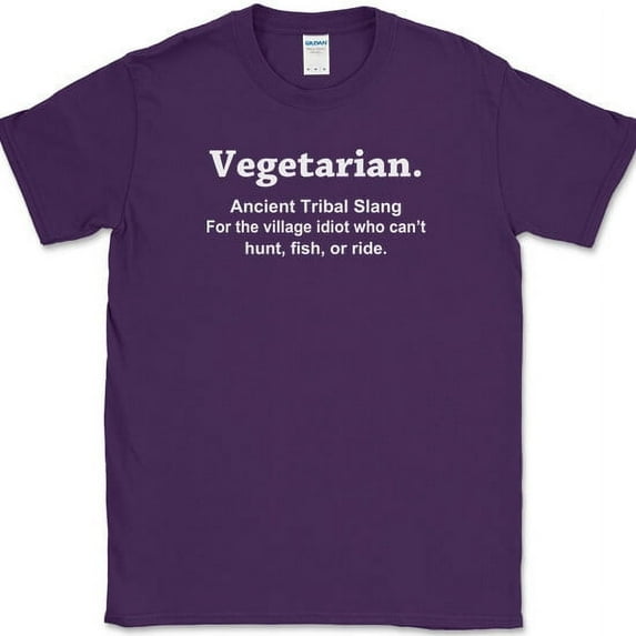 Vegetarian Ancient Tribal Slang T-Shirt Funny Meat Bacon BBQ Grilling Tee - Purple, 4XL