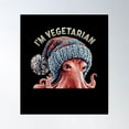 thumbnail image 1 of Vegetarian Octopus Gift - Retro Ocean Animal Design Poster Wall Art, Modern Wall Decor For Living Room Bedroom, 24x36 UNFRAMED, 1 of 3