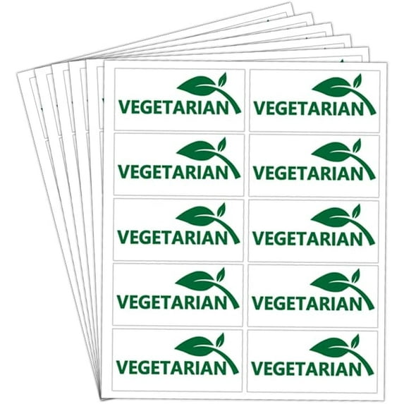 Vegetarian Stickers,Vegan Food Labels for Restaurant,Grocery Store,Bakery,2x1inch Sandwich Salad Labels,500pcs