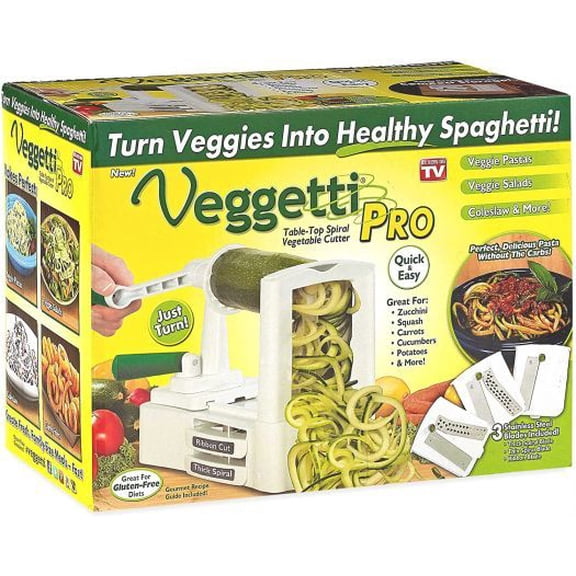 Veggetti Pro 1000342 Table-Top Spiralizer, White, Metal/Plastic