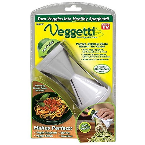 Veggetti Veggie Slicer, Dual Stainless Steel Blade Vegetable Cutter for Thick or Thin Noodle, Works with Zucchini, Squash, Cucumbers, Carrots, and more