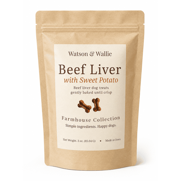 Watson & Wallie Beef Liver with Sweet Potato Dog Treats Small Batch Crunchy Treats Made with Simple Ingredients