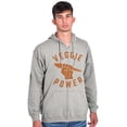 thumbnail image 1 of Veggie Power Cute Vegetarian Fighter Unisex Fleece Graphic Zip Up Hoodie Brisco Brands 4X, 1 of 5