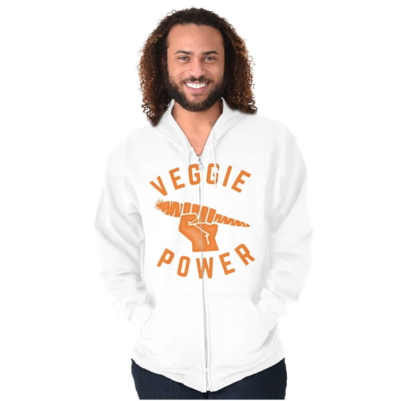 Veggie Power Cute Vegetarian Fighter Zip Up Hoodie Men's Women's Brisco Brands L