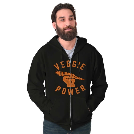 Veggie Power Cute Vegetarian Fighter Zip Up Hoodie Men's Women's Brisco Brands S