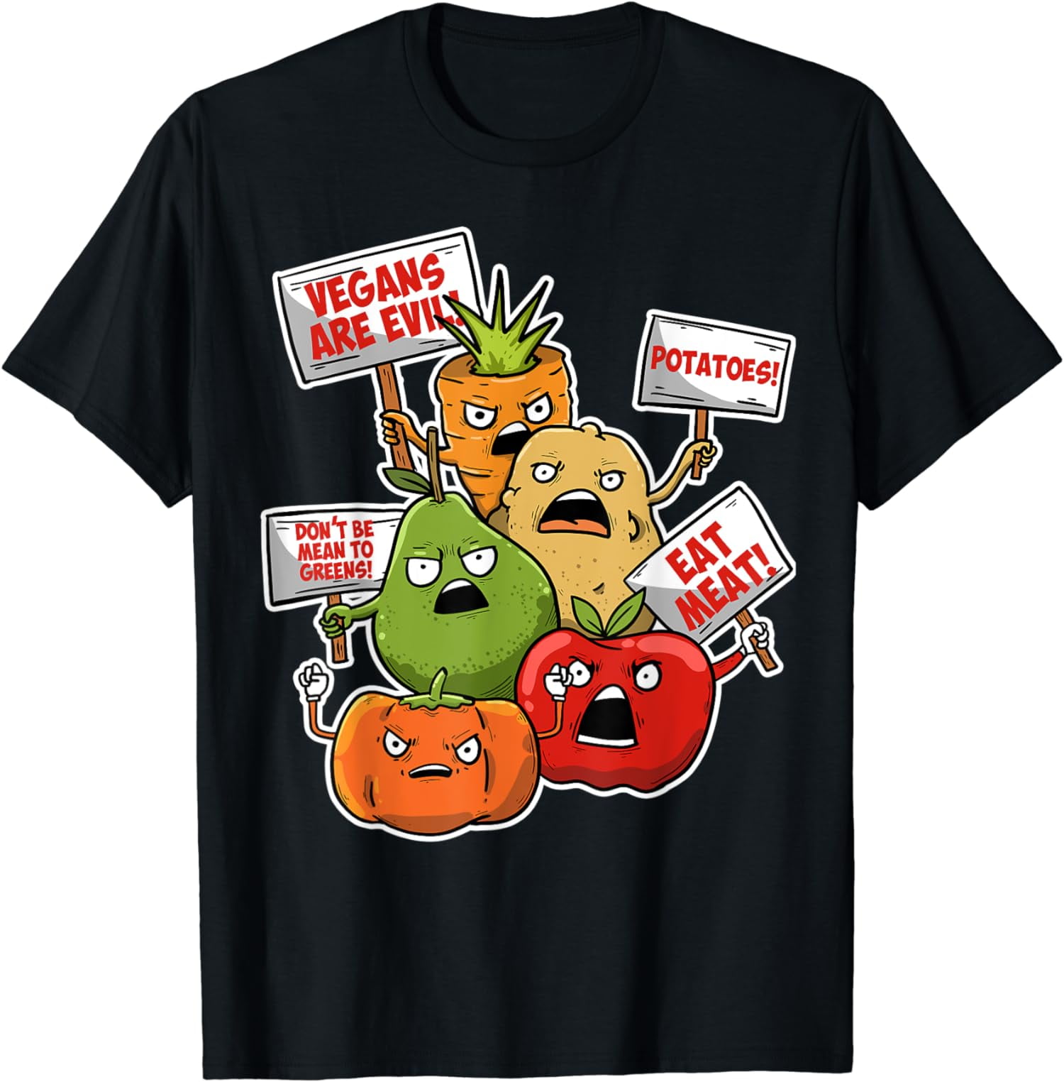 Veggie Protest Funny Sayings Vegetable Puns Vegan Jokes T-Shirt ...