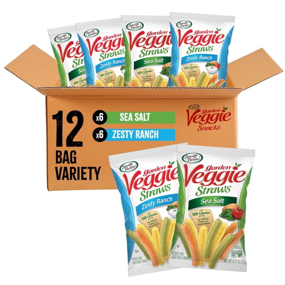 Veggie Straws Multi-Pack Sea Salt & Zesty Ranch Kid Snacks 0.75 Oz Bag Pack Sensible Portions Of 12